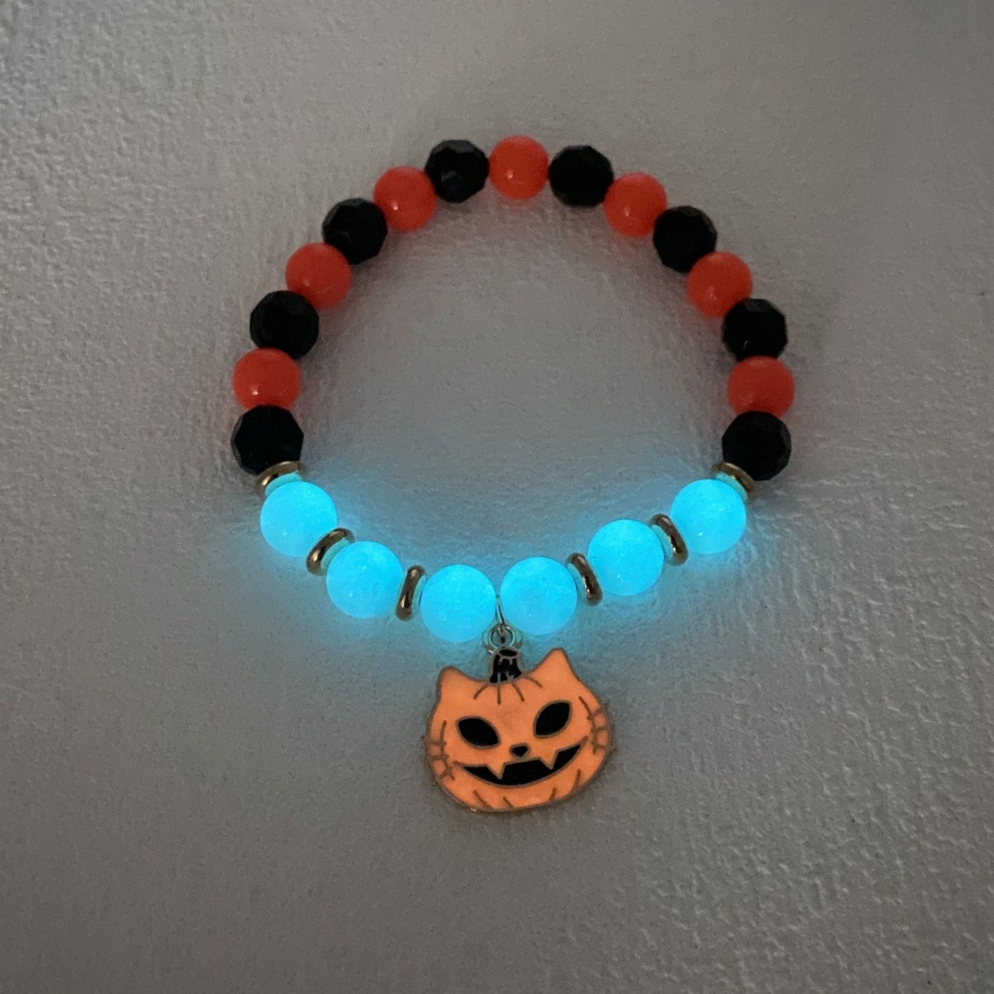 Vintage Halloween Bracelet - Pumpkin, Witch Hat, Kitten, Geometric Gothic Design