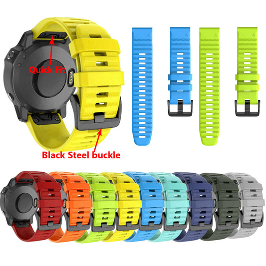 For Garmin Fenix 6X 6 Pro 3HR 5 5X Quick Fit Silicone Watch Band Strap 26MM 22MM