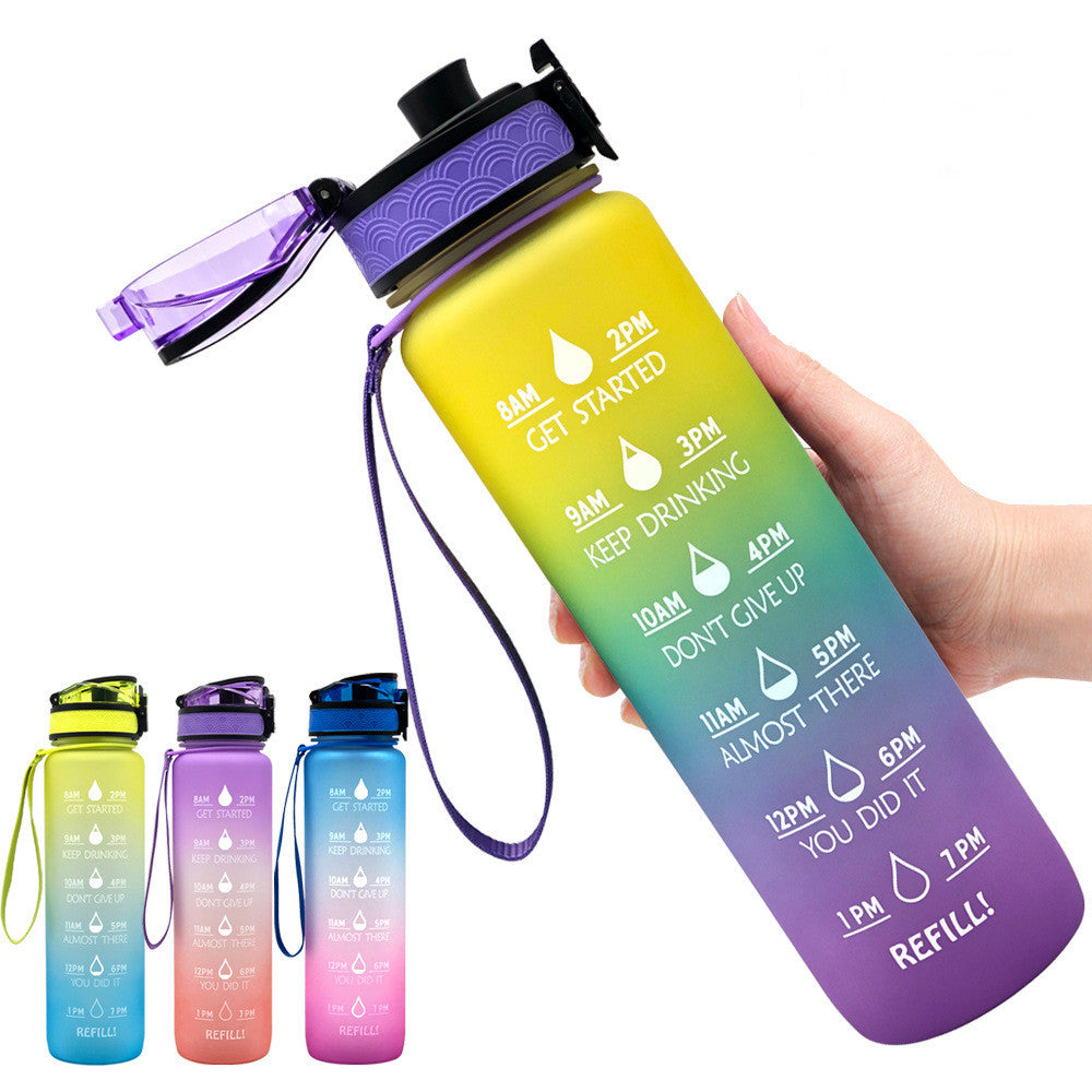 1L Tritan Plastic Water Bottle With Time Marker