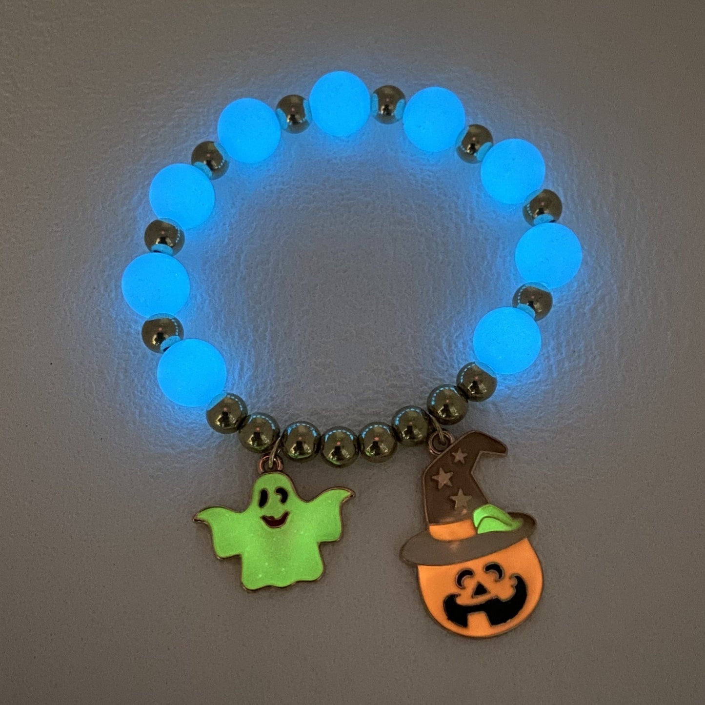 Vintage Halloween Bracelet - Pumpkin, Witch Hat, Kitten, Geometric Gothic Design