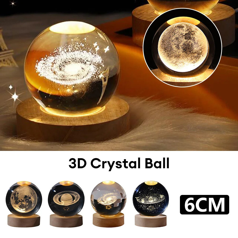 Luminous Starry Sky Moon Crystal Ball Small Night Lamp