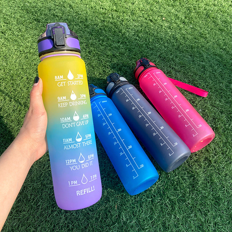 1L Tritan Plastic Water Bottle With Time Marker