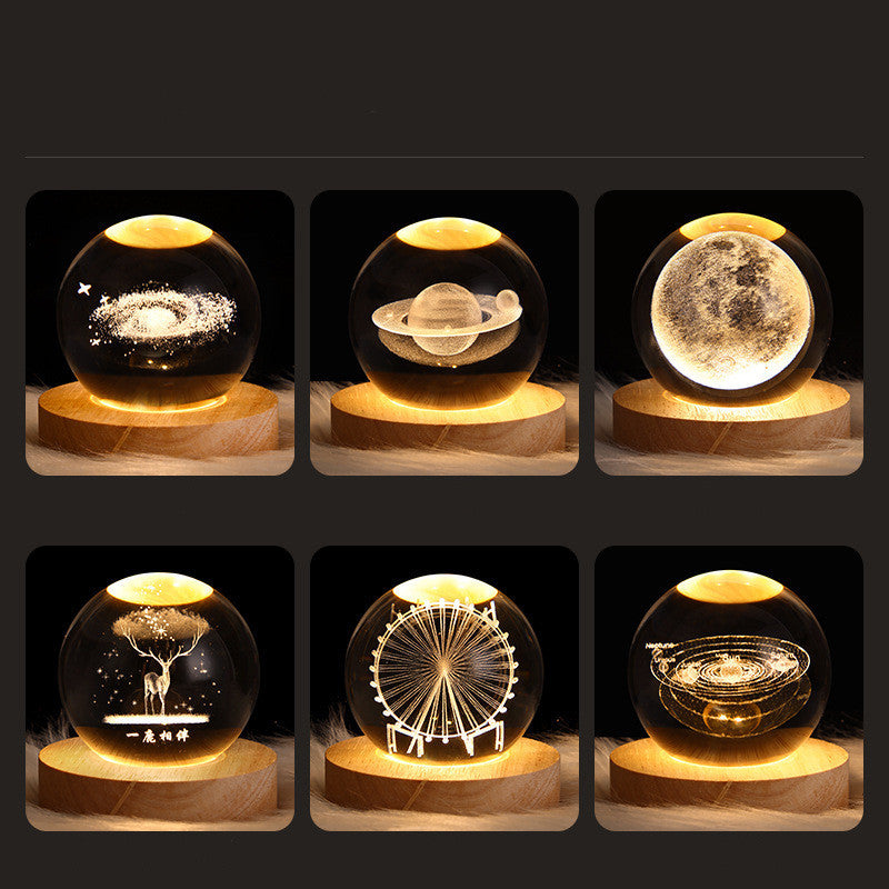 Luminous Starry Sky Moon Crystal Ball Small Night Lamp