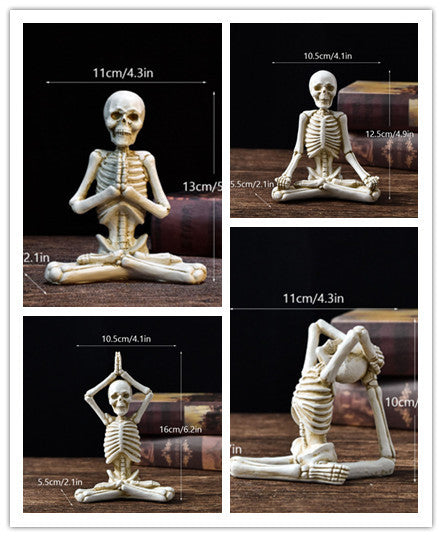 Halloween Horror Desktop Decoration Resin Yoga Skull Skeleton