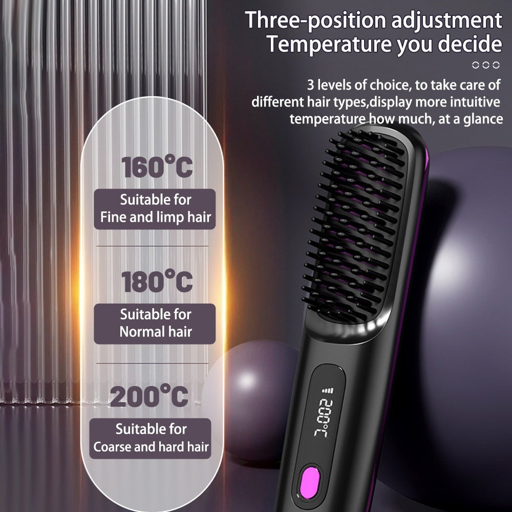 2-in-1 Hair Straightener Brush and Curler