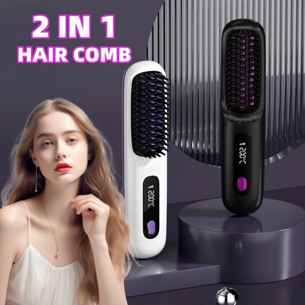 2-in-1 Hair Straightener Brush