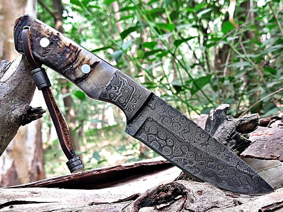 damascus steel knife fixed blade